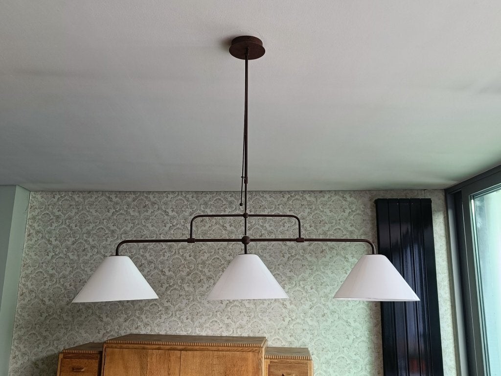 luster, Huis en Inrichting, Lampen | Kroonluchters, Ophalen, Gebruikt, Glas, E27 (groot)