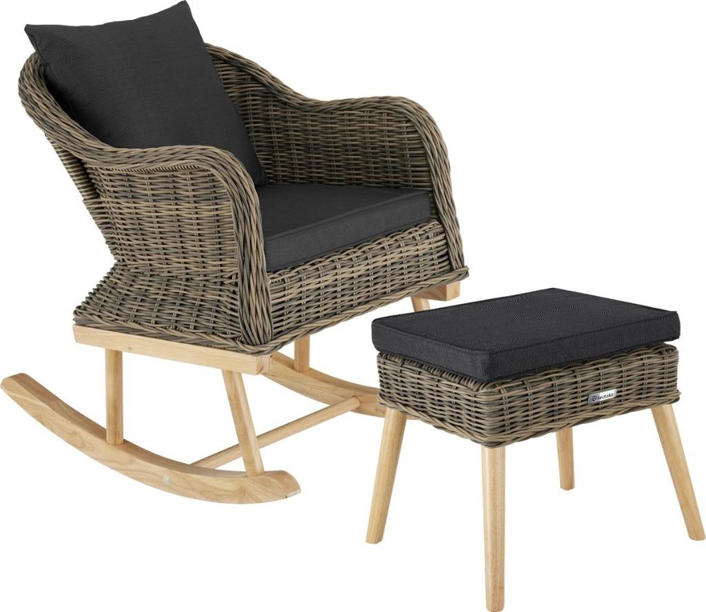 Schommelstoel Tectake met voetbankwicker, Tuin en Terras, Tuinstoelen, Gebruikt, Aluminium, Ophalen