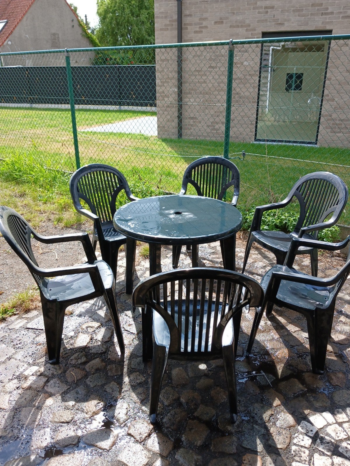 Donker groen tuinset met 6 stoelen merk jardin, Tuin en Terras, Ophalen, Tuinset