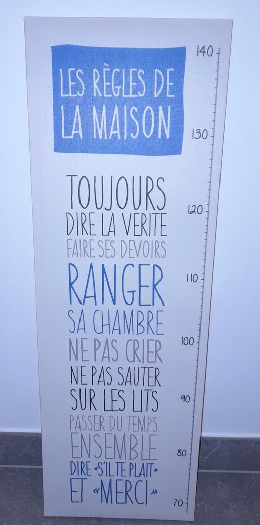 Toile imprimée / toise ''les règles de la maison '', Enlèvement