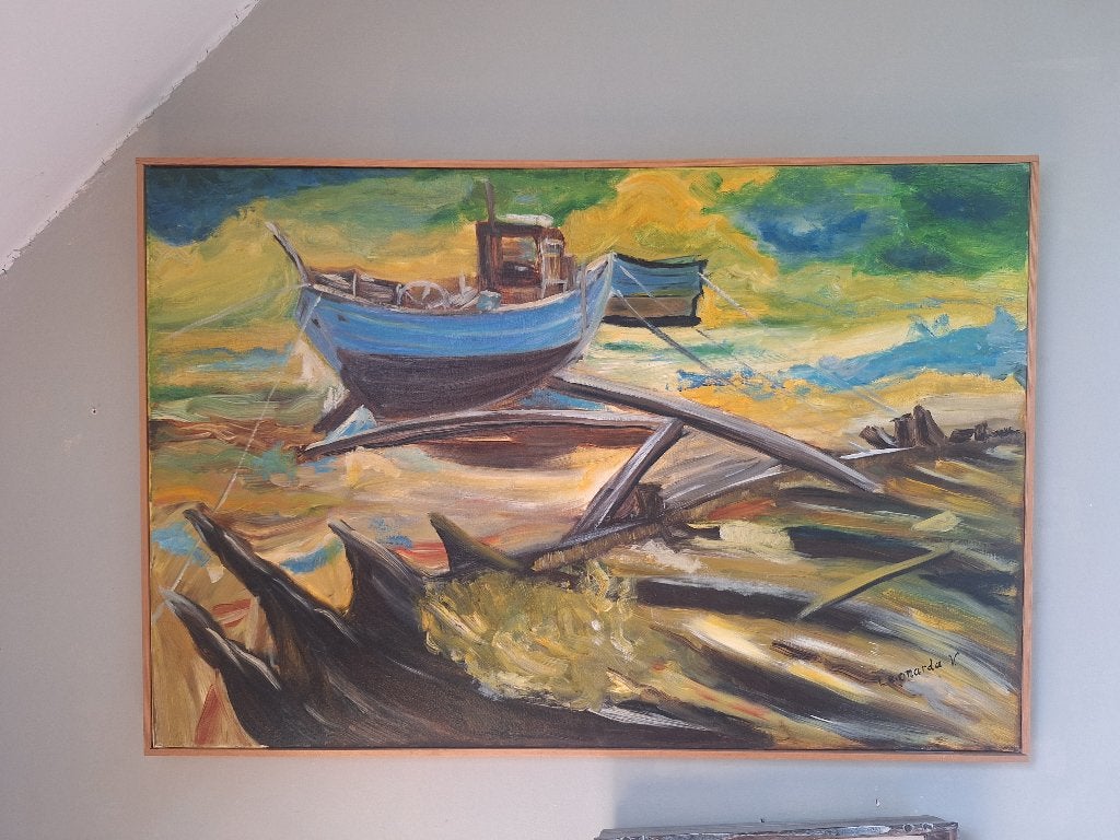 Schilderij olie op doek: De Kreek, Doek, Impressionistisch, Ophalen of Verzenden, Olieverf