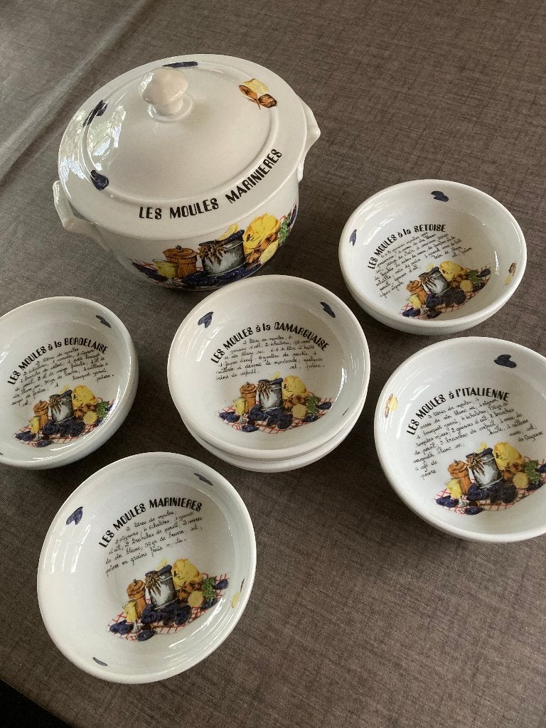 mosselservies, Huis en Inrichting, Ophalen, Overige merken, Landelijk/Boerenbont, Porselein