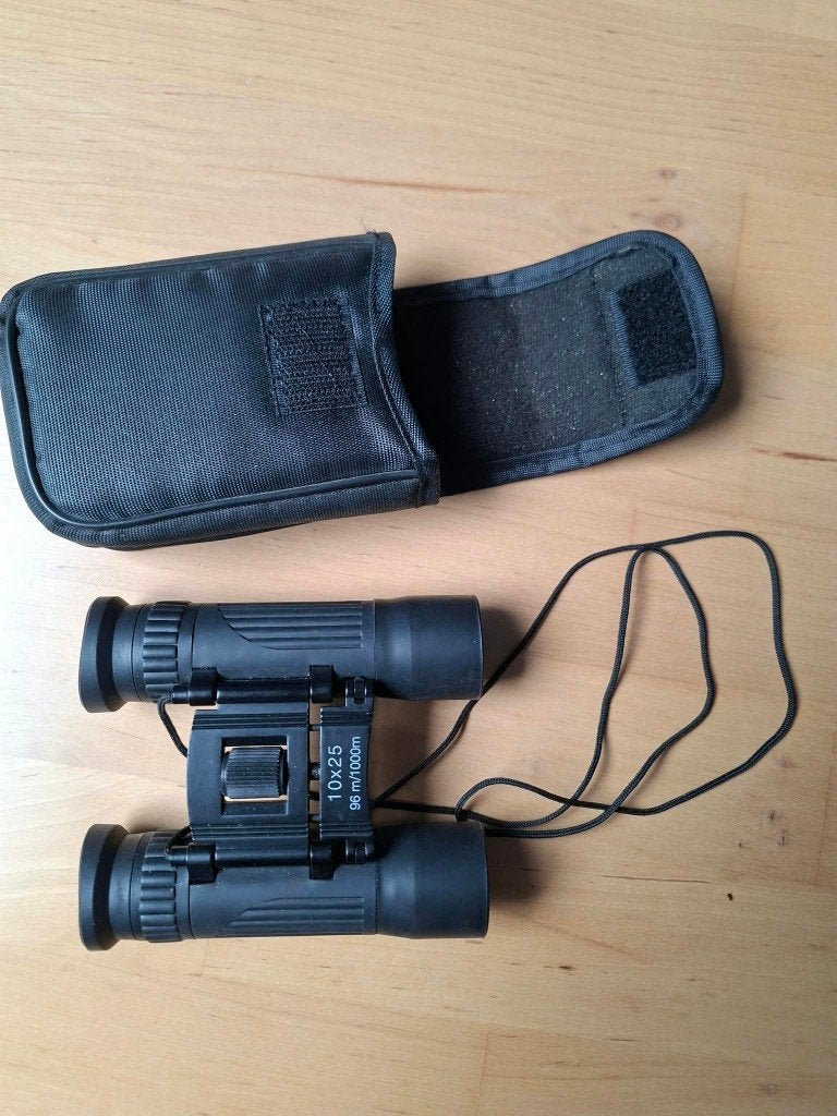 Compacte Verrekijker 10x25 + opbergtasje, Audio, Tv en Foto, Ophalen, Gebruikt, Dakkant (recht), 8 tot 12x