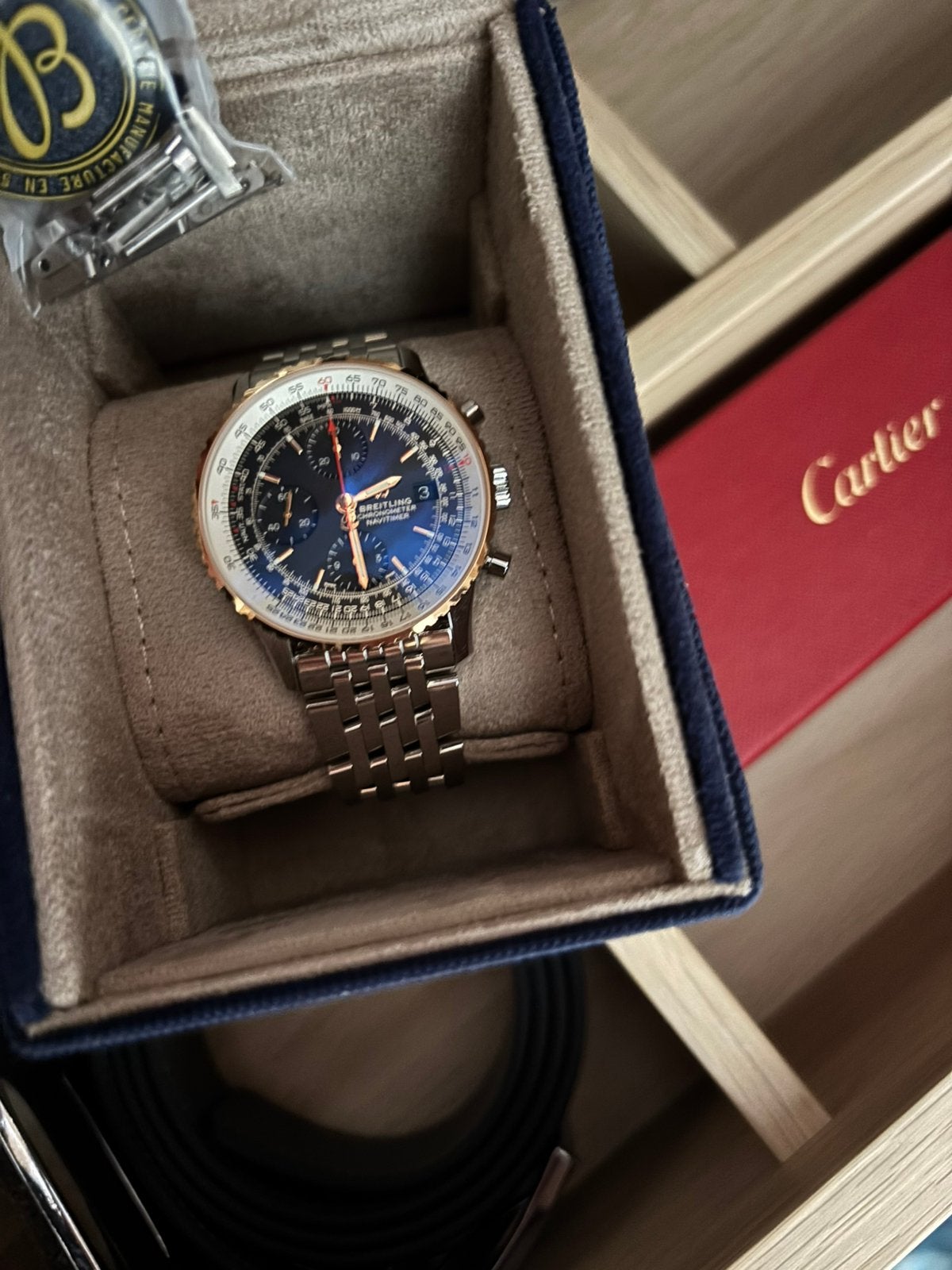 Breitling navitimer verguld 18*goud, Ophalen, Zo goed als nieuw, Goud, Breitling