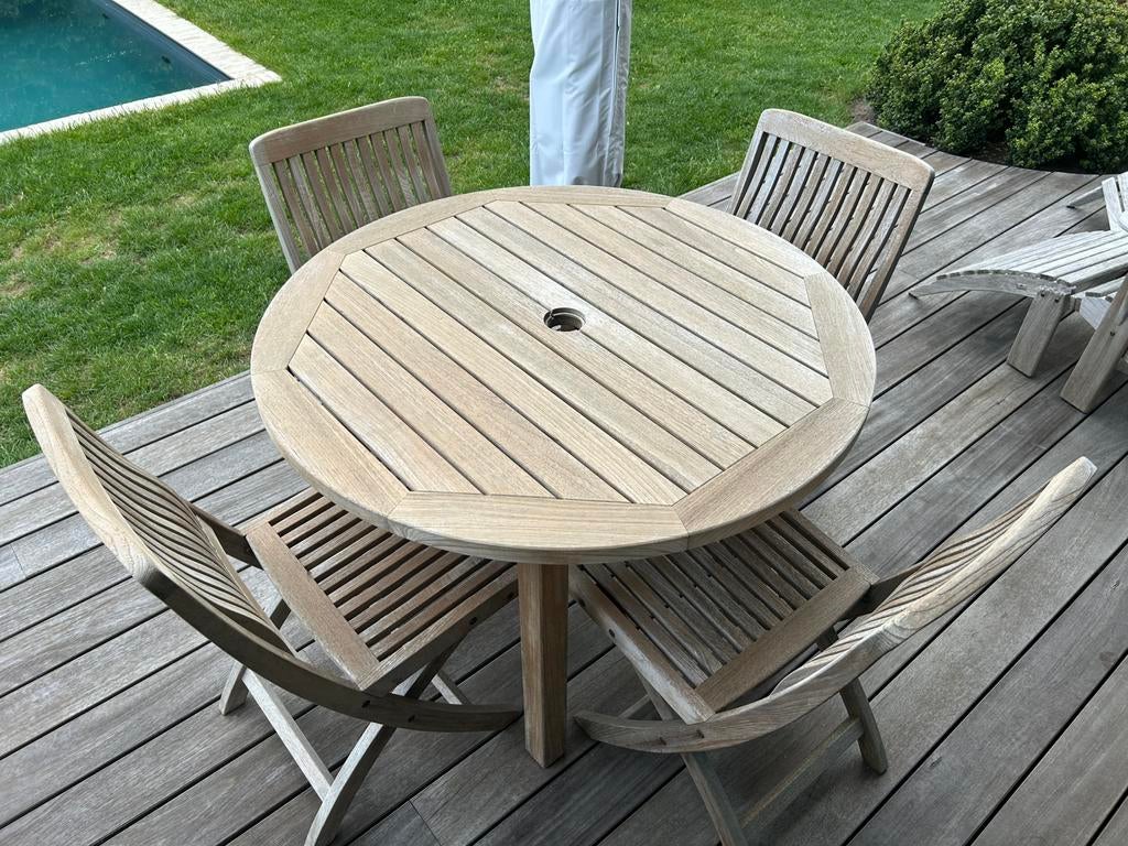 Tuinset Teak ROYAL BOTANIA tafel en 4 stoelen, Ophalen, 4 zitplaatsen, Teakhout, Zo goed als nieuw