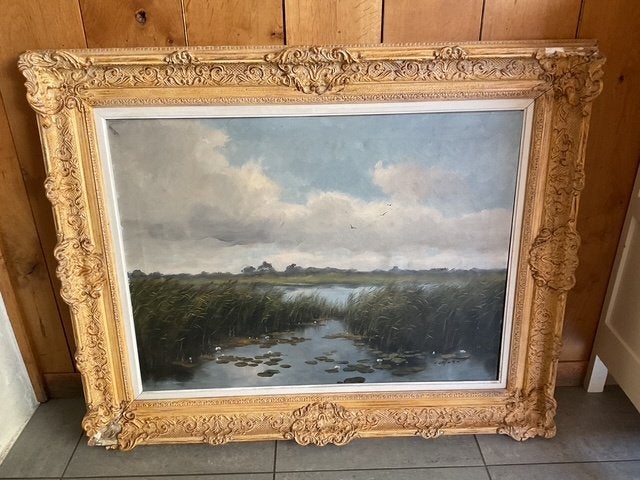 Antiek schilderij op doek, Antiquités & Art, Art | Peinture | Classique, Enlèvement, Toile