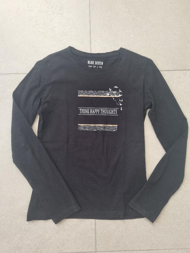 Zwarte longsleeve - maat 164, Gebruikt, Blue seven, Meisje, Ophalen of Verzenden