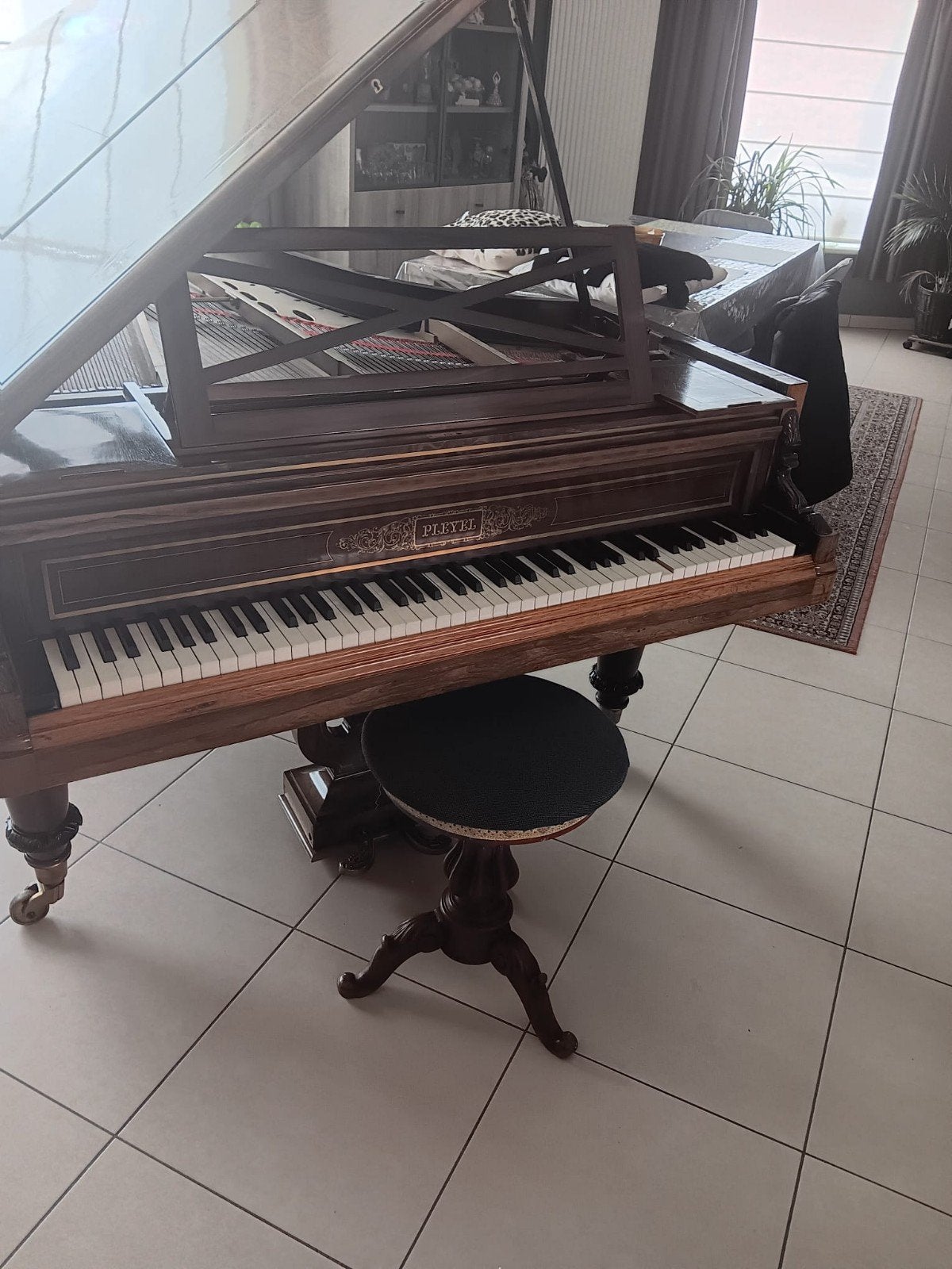 Vleugel Piano Pleyel, Muziek en Instrumenten, Piano's, Ophalen, Gebruikt, Bruin, Vleugel