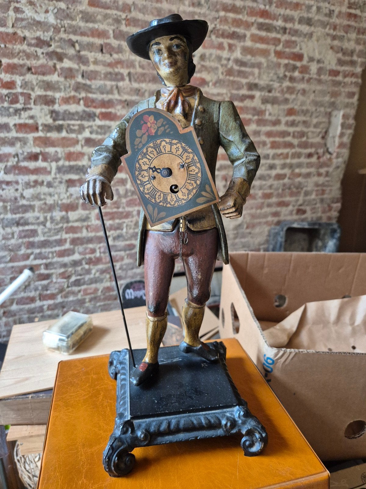 klokkendraaier PvR gietijzeren sculptuur 19de eeuws., Ophalen of Verzenden
