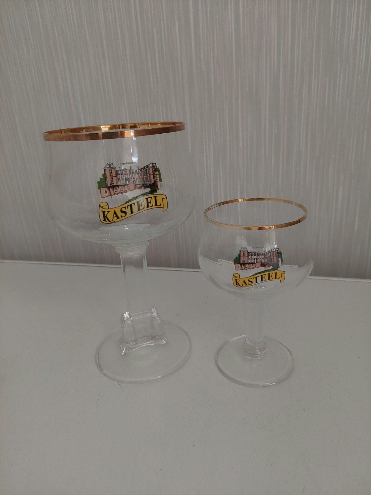 Setje van groot en klein glas Kasteelbier, Collections, Enlèvement, Comme neuf, Verre à bière