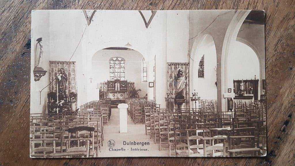 Postkaart Duinbergen Chapelle Intérieur Kapel, Enlèvement ou Envoi, 1920 à 1940, Affranchie, Flandre Occidentale