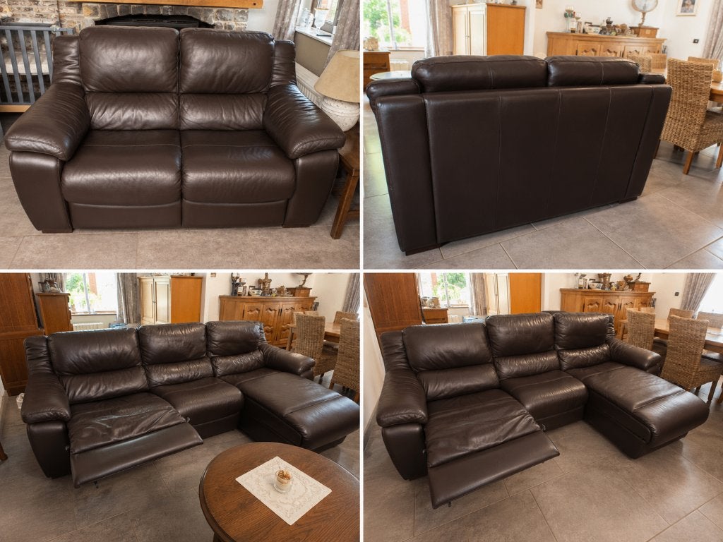 Salon en cuir de vachette brun, 75 à 100 cm, 125 cm ou plus, Enlèvement, Utilisé