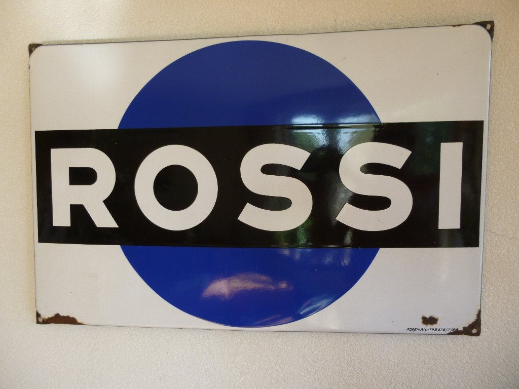EMAILLE RECLAMEBORD"ROSSI"UIT 1955, Ophalen of Verzenden, Gebruikt, Reclamebord