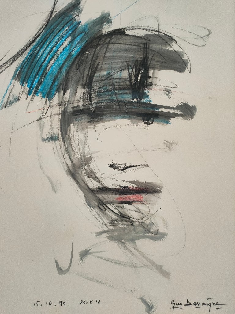 GUY DENAIGRE (BELGIË) /Potlood en pastel/Groot formaat, Ophalen, Pastel
