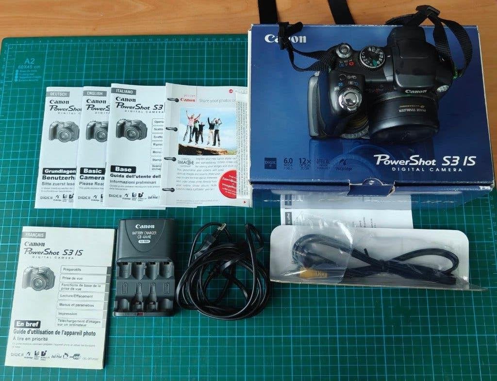 Canon PowerShot S3 IS, complet en boîte + carte 4 Go, Appareil photo bridge, Enlèvement ou Envoi, 6 mégapixels, Canon