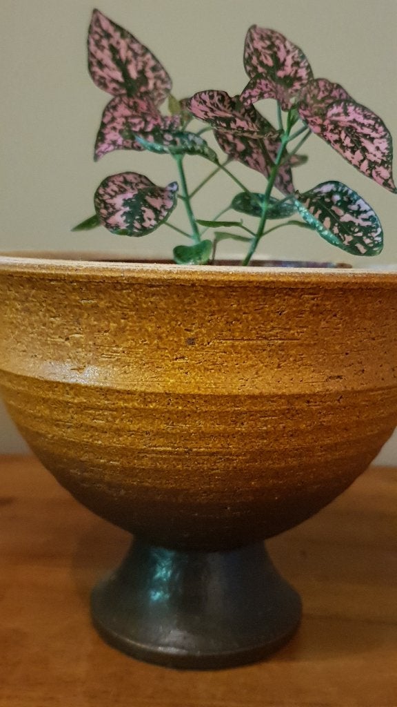 Retro bloempotje op voetje, Tuin en Terras, Ophalen, Gebruikt, Aardewerk, Binnen
