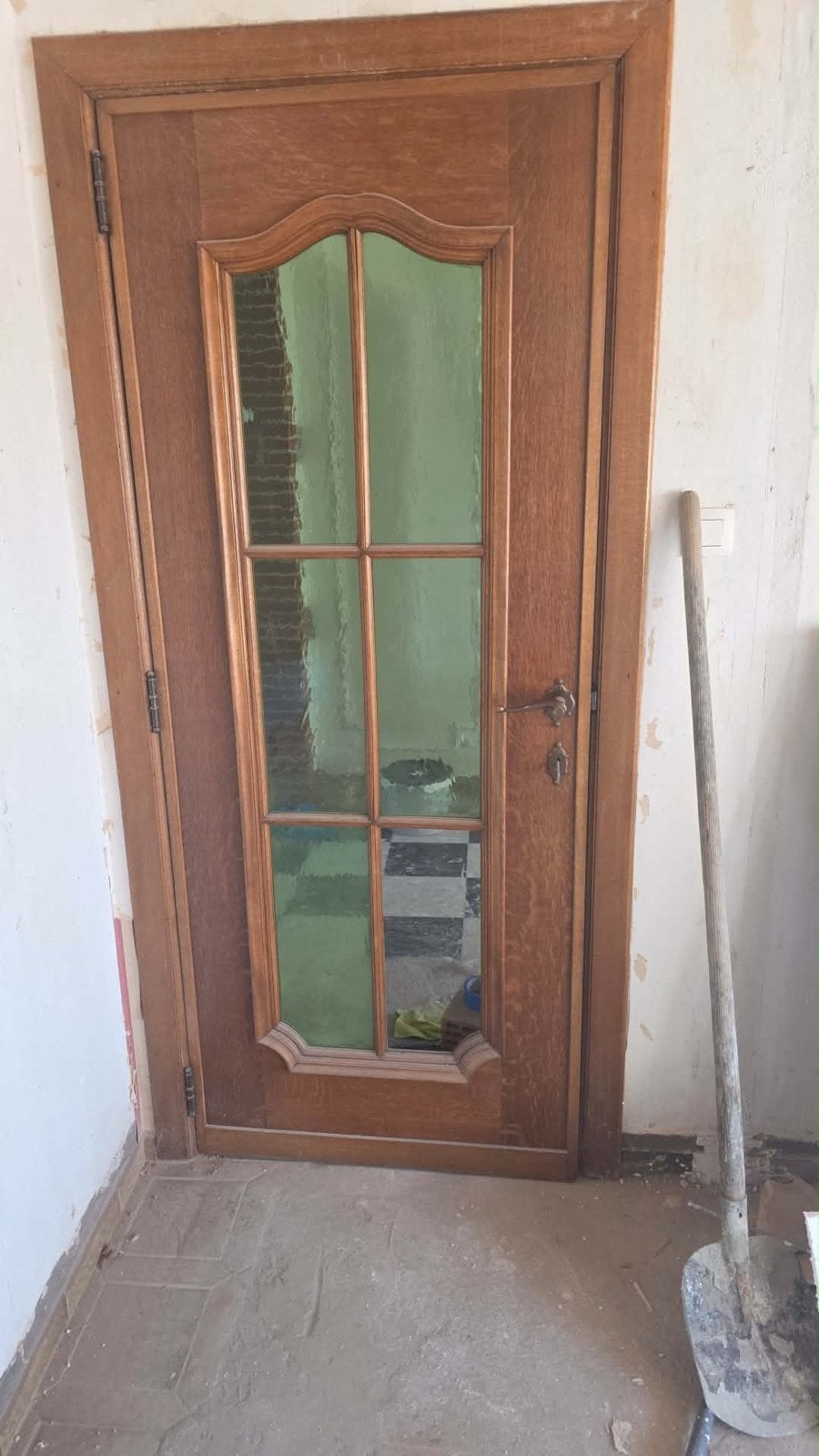 2 houten deuren met glas compleet, Ophalen, Gebruikt