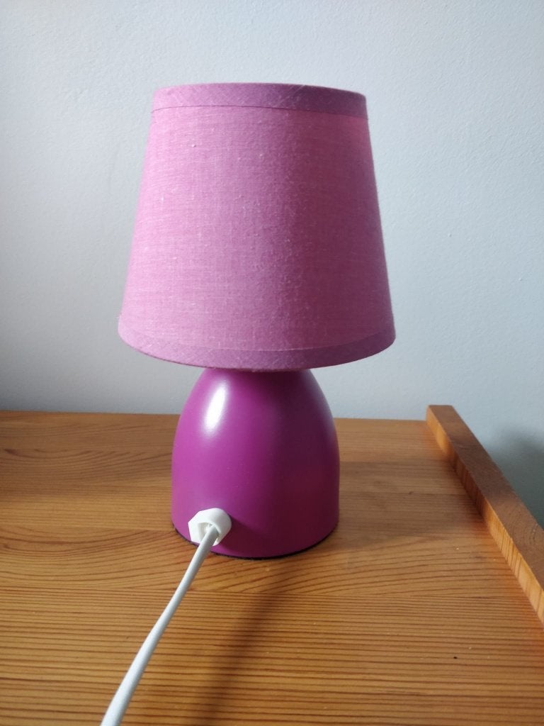 Mini lampe rose en tissu, Lampe de table, 20 cm, Rose, Textile