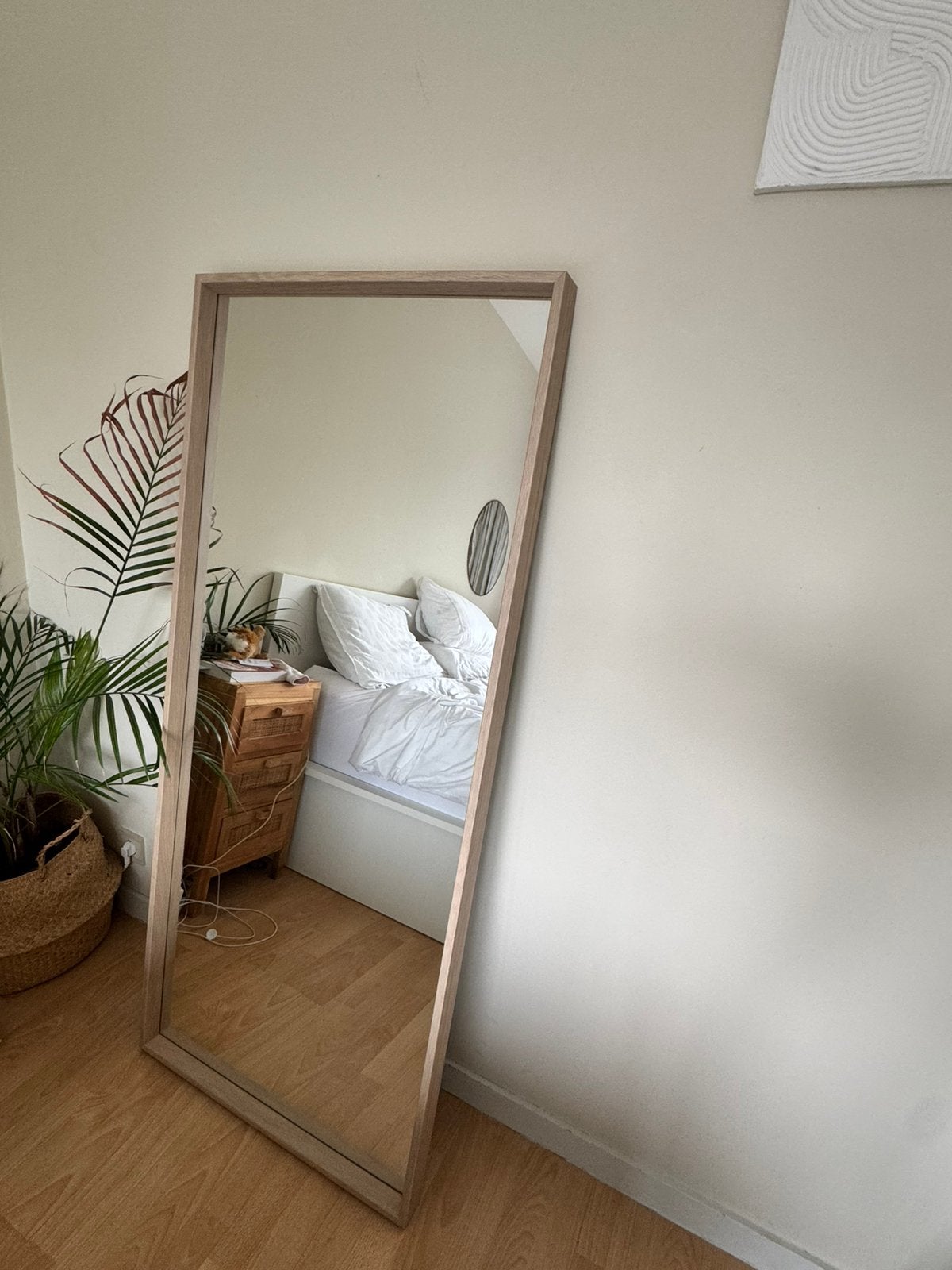 Miroir IKEA NISSEDAL – cadre effet bois, Maison & Meubles, Enlèvement, Utilisé, Rectangulaire