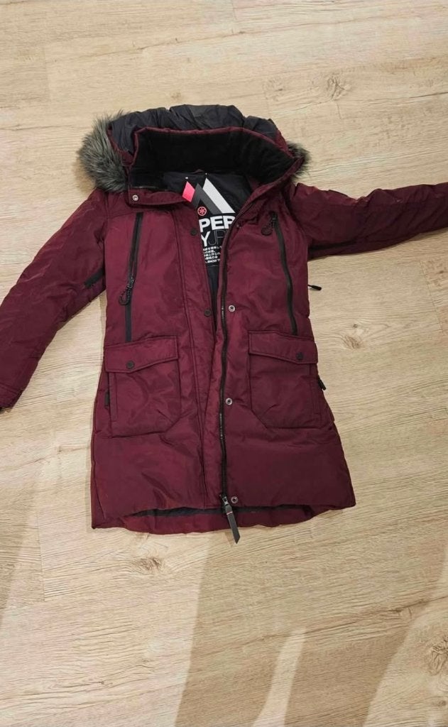 Super dry winter jas, Kleding | Dames, Ophalen, Superdry, Paars, Zo goed als nieuw