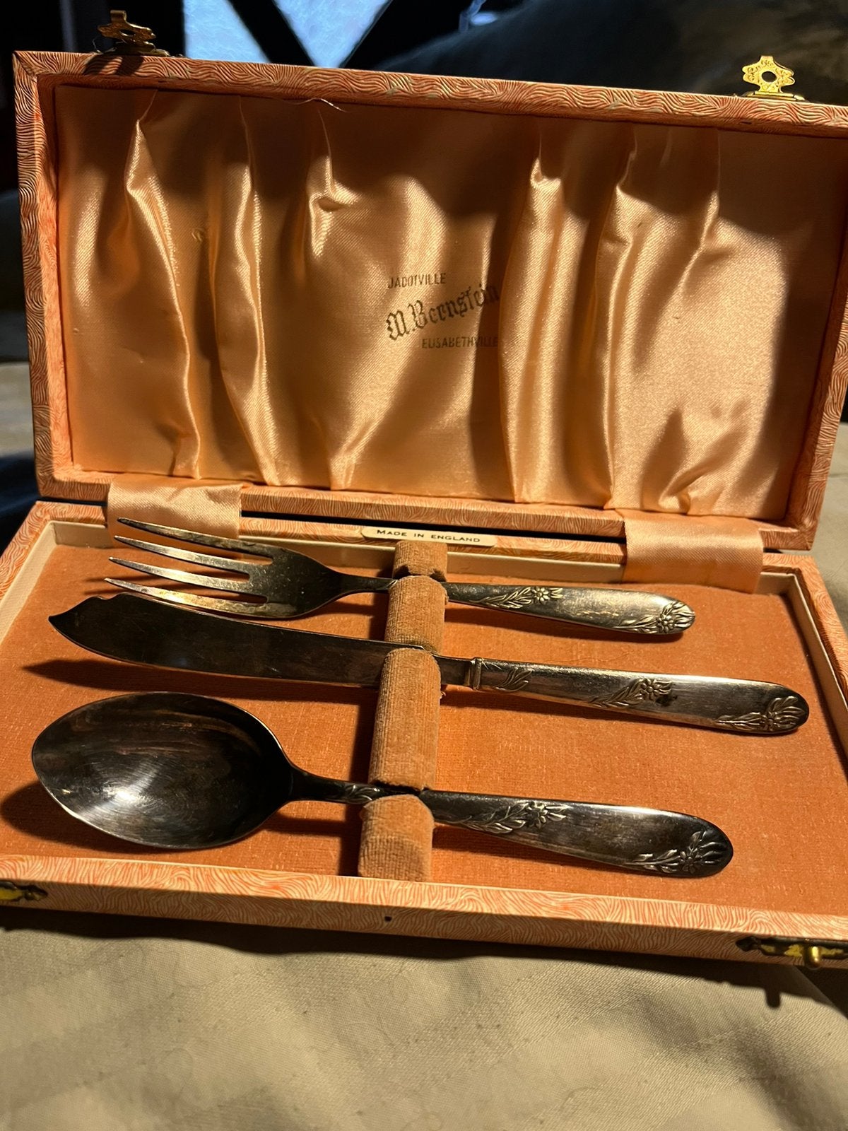 Coffret 3 couverts enfant Congo Belge 1959, Ophalen of Verzenden