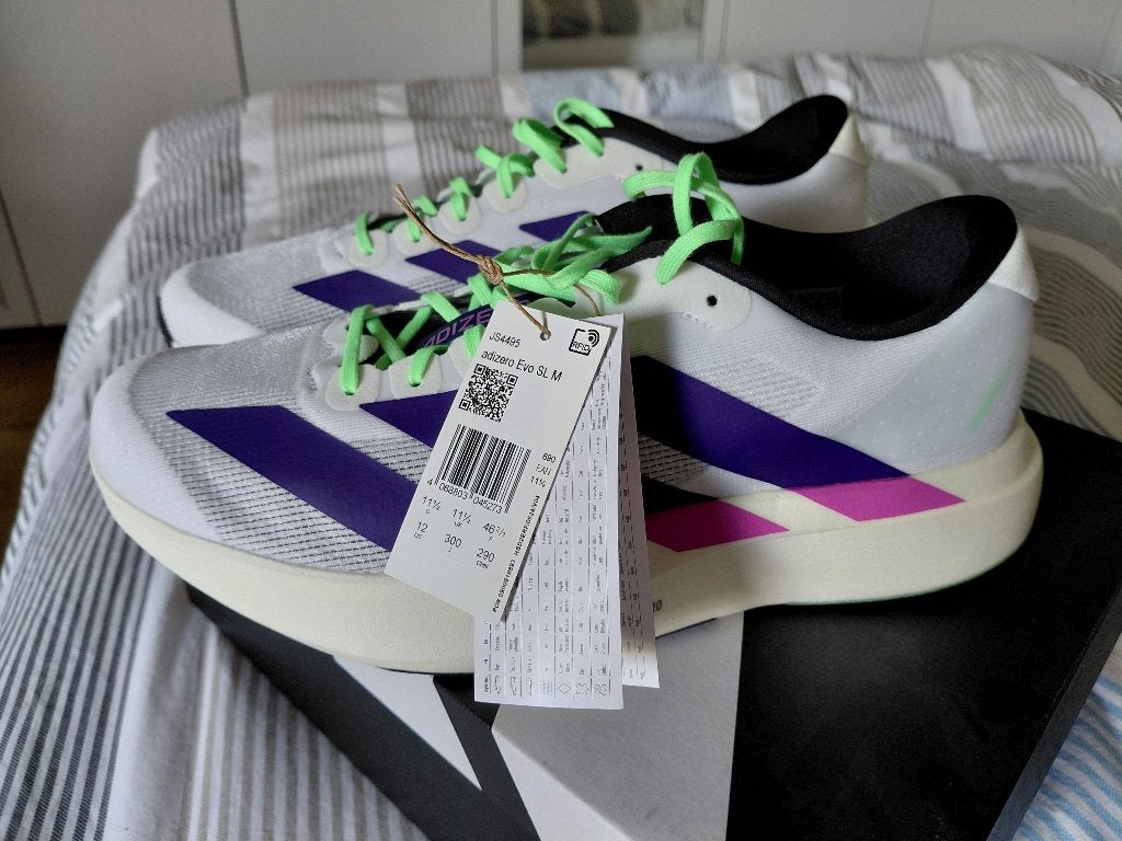 Adizero evo sl blanc violet, Course à pied, Chaussures de course à pied, Enlèvement, Neuf