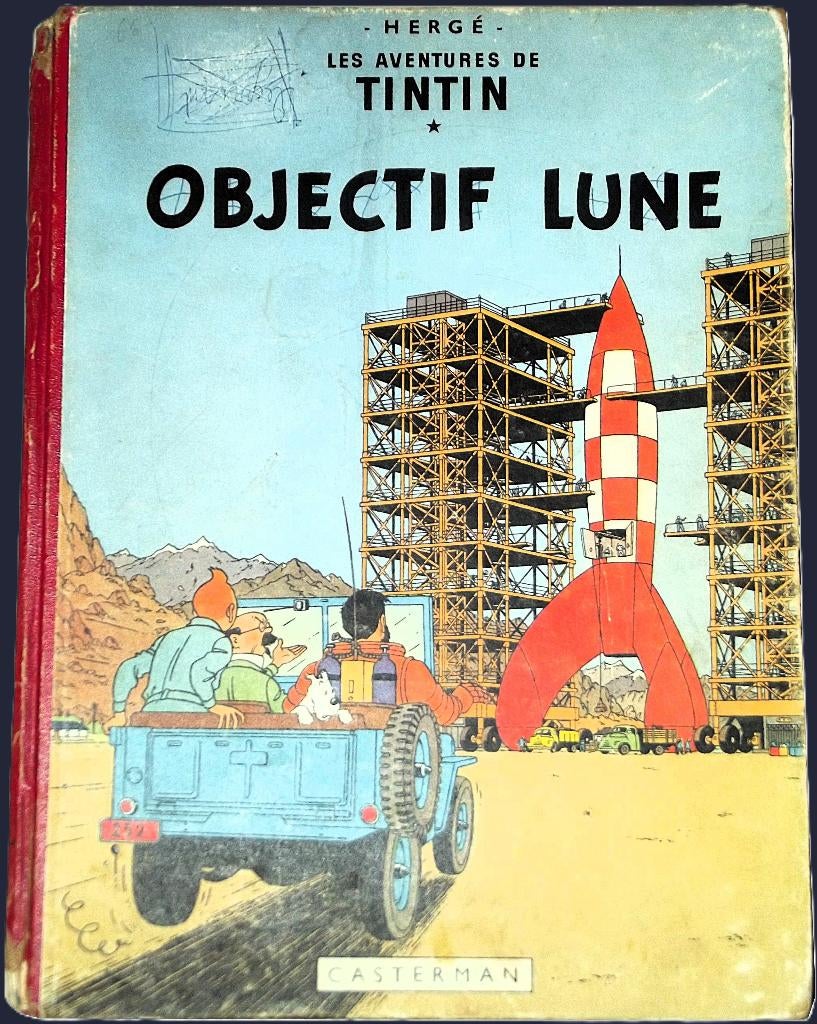 Tintin : Objectif Lune - 1953 EO, Livres, Une BD, Enlèvement ou Envoi, Utilisé, Hergé.