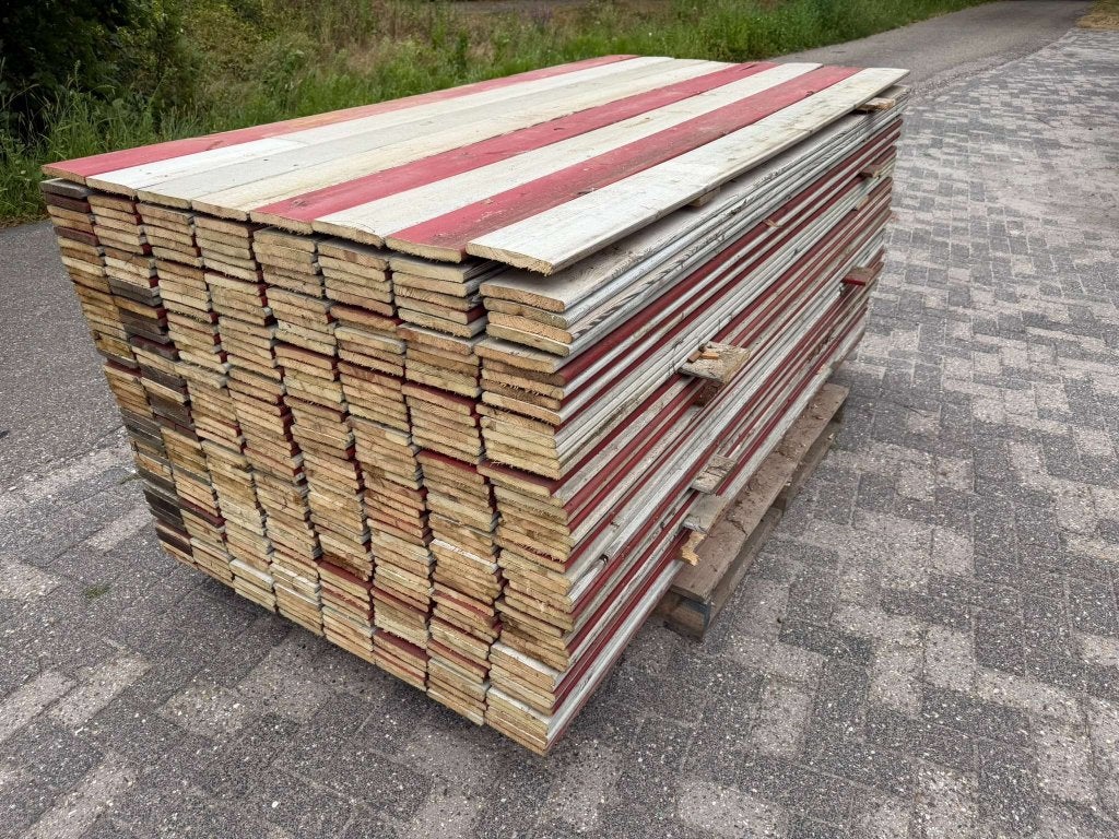 Rood/witte sloophout planken 220cmx14cm, Enlèvement ou Envoi, Utilisé, 180 à 250 cm, Planches