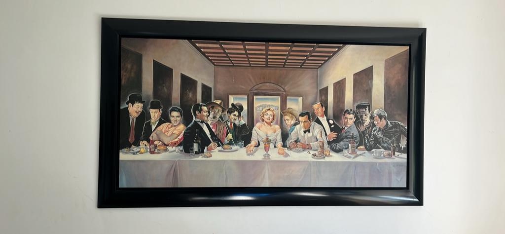 Schilderij ‘het laatste avondmaal’ met filmsterren, Antiek en Kunst, Ophalen