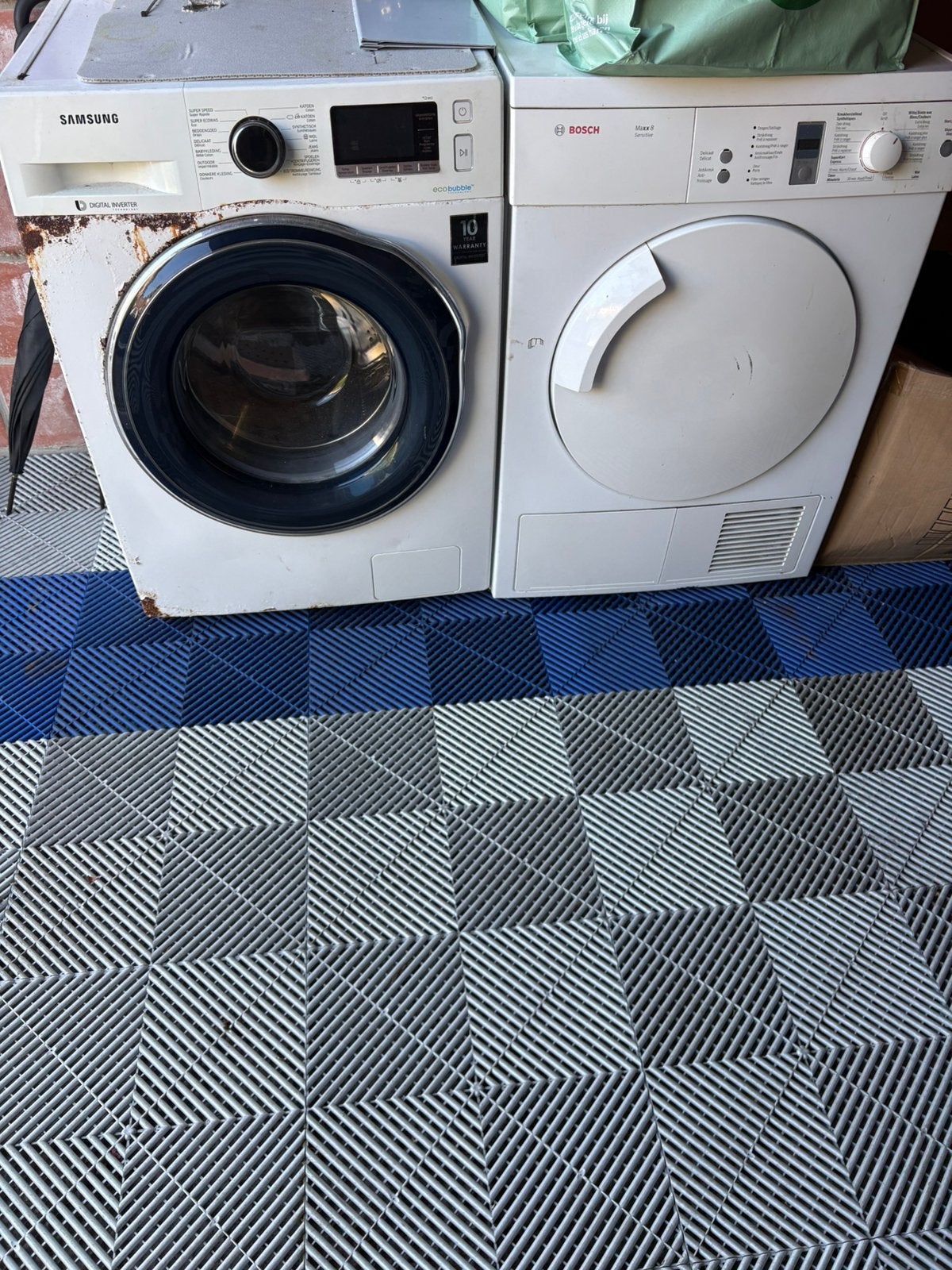 Wasmachine Samsung Eco Bubble - Droogkast Bosch Maxx 8, Elektronische apparatuur, Ophalen, Zo goed als nieuw