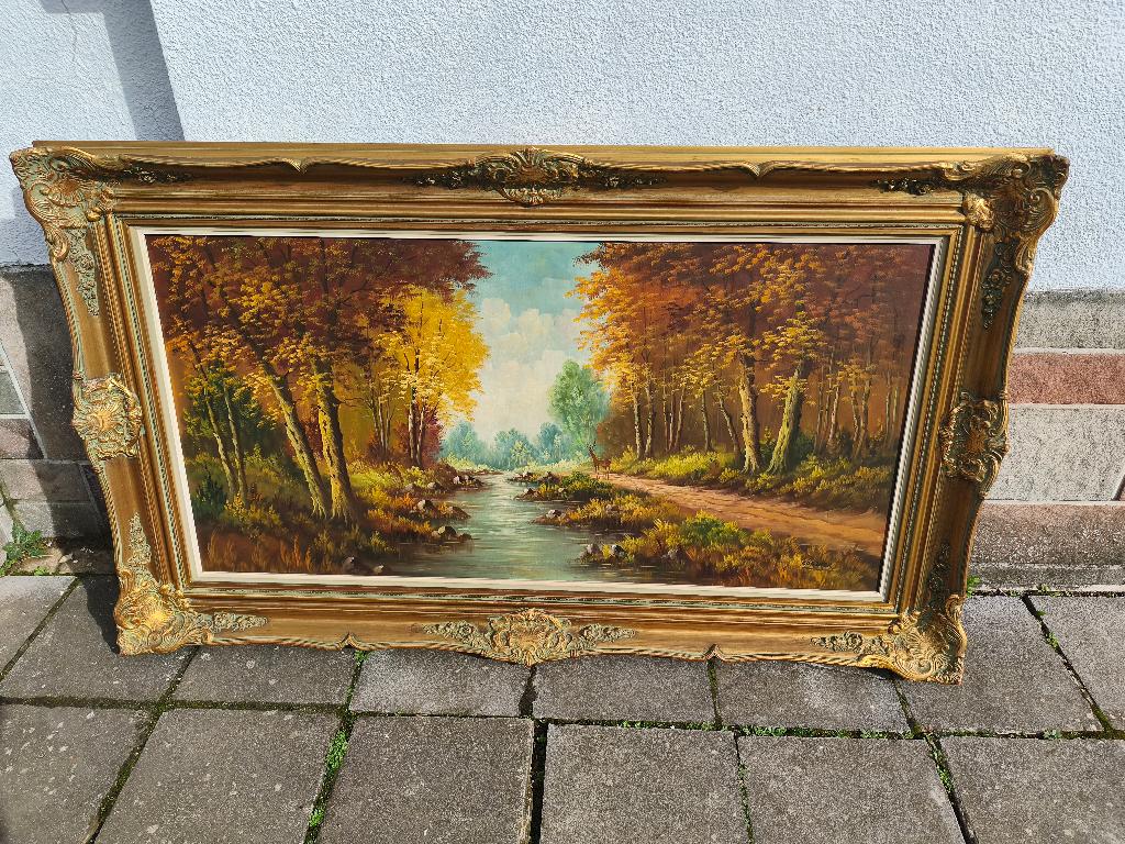Huile sur toile paysage signe cordier, Enlèvement