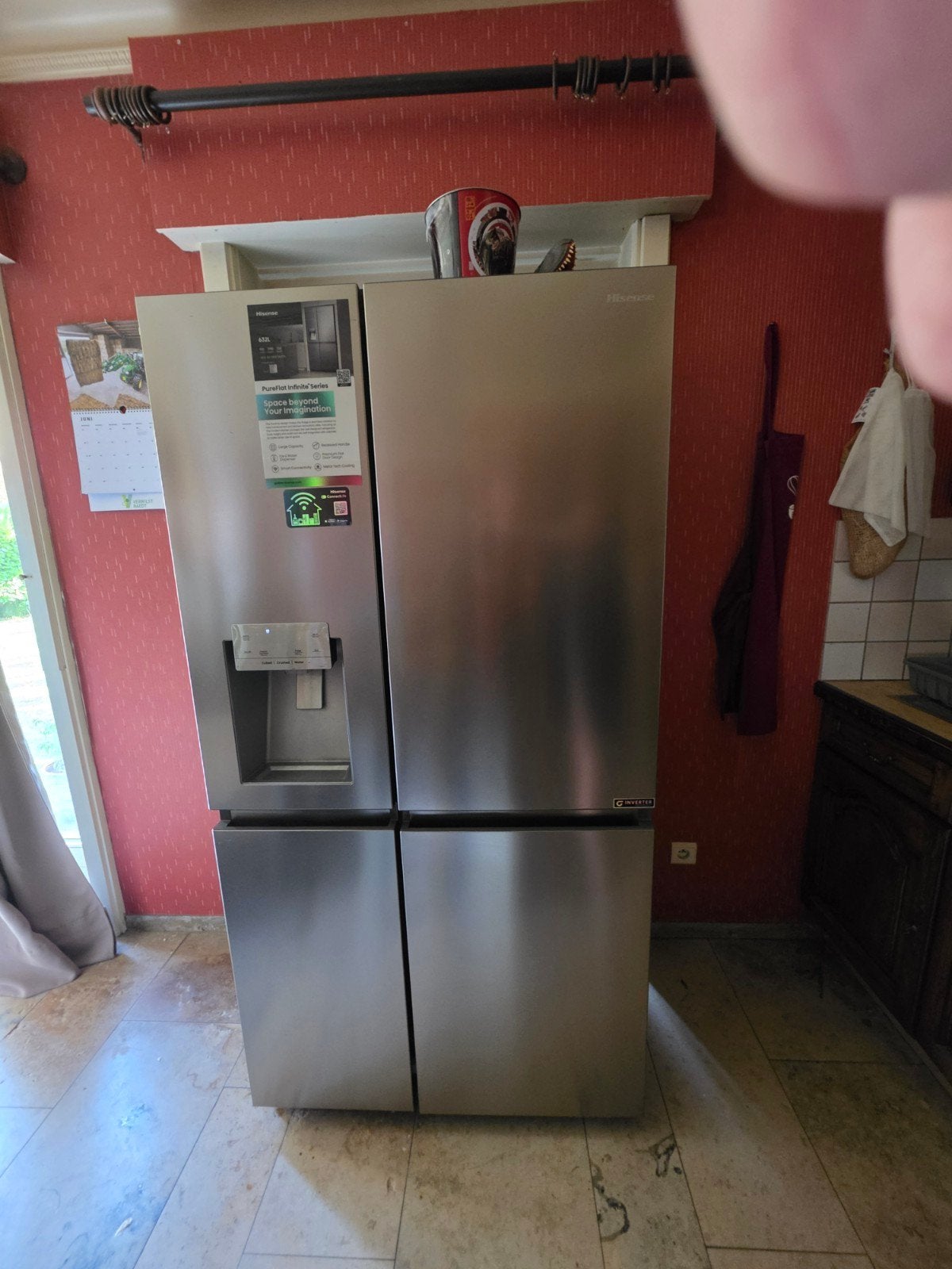 Mooie hisense amerikaanse koelkast, 160 cm ou plus, Comme neuf, Enlèvement, 200 litres ou plus