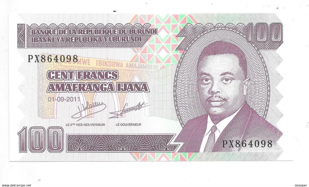 burundi 100 francs 2011 km 37H unc, Postzegels en Munten, Bankbiljetten | Afrika, Verzenden, Burundi, Los biljet