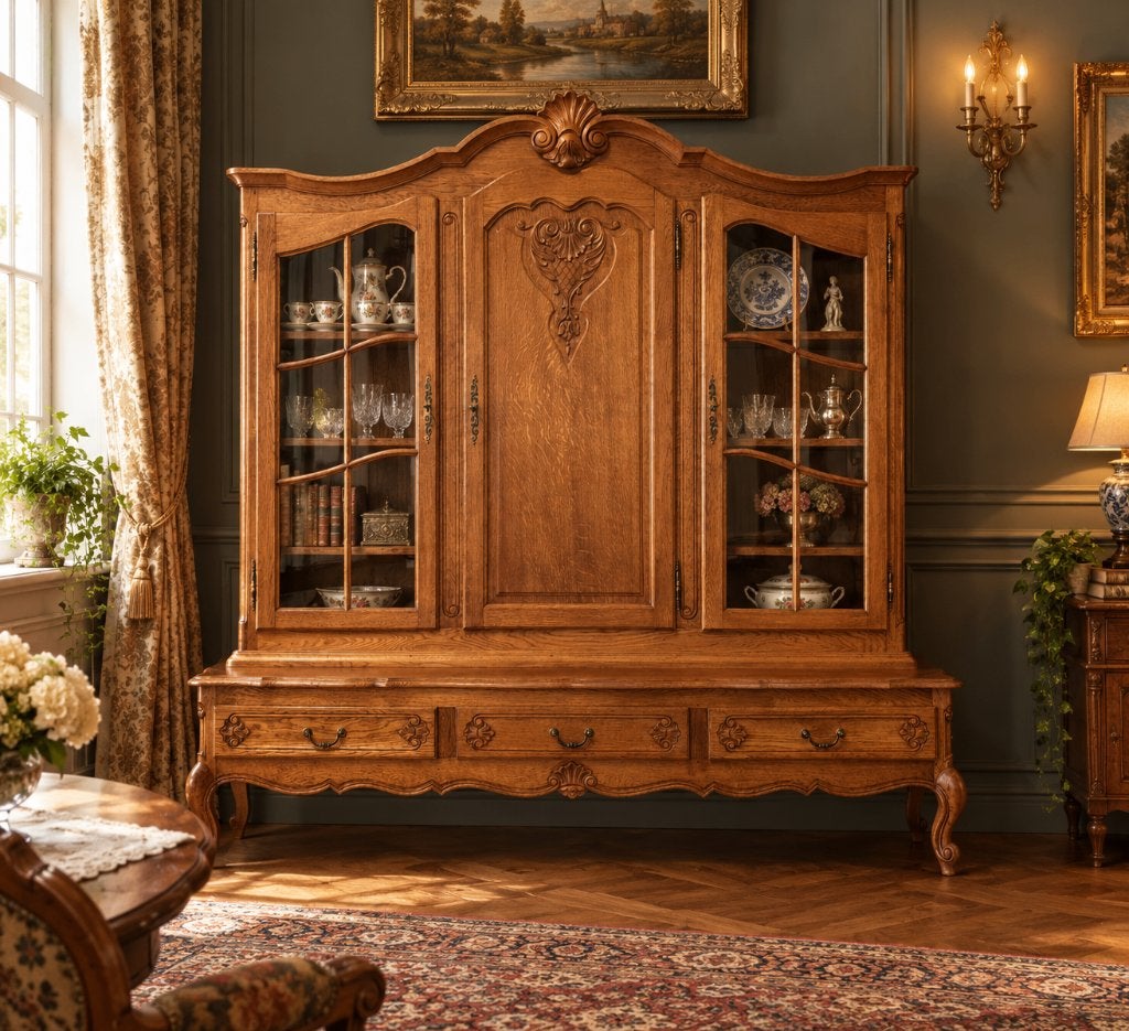 Prachtige Louis XV Stijl vitrinekast. Levering., Ophalen, Gebruikt, 150 tot 200 cm, Eikenhout