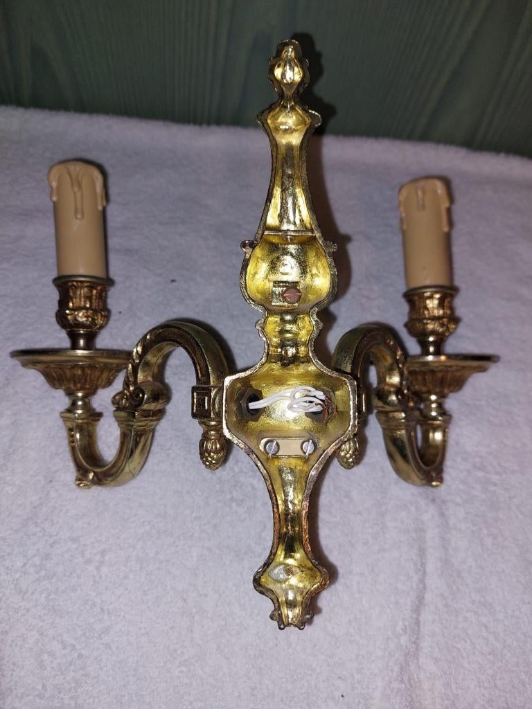 oude bronzen wandkandelaar, jaren 1950, Ophalen of Verzenden