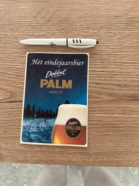 dobbel palm sticker het eindejaarsbier, Verzamelen, Biermerken, Ophalen of Verzenden, Zo goed als nieuw, Overige typen, Palm