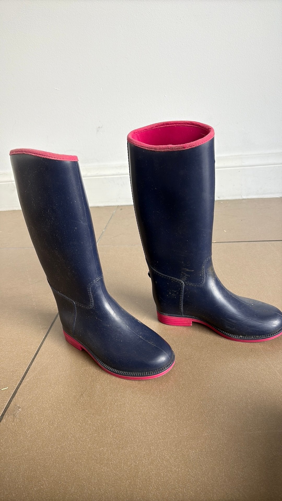 Paardrijlaarzen kind donkerblauw met fuchsia details maat 29, Ophalen, Zo goed als nieuw