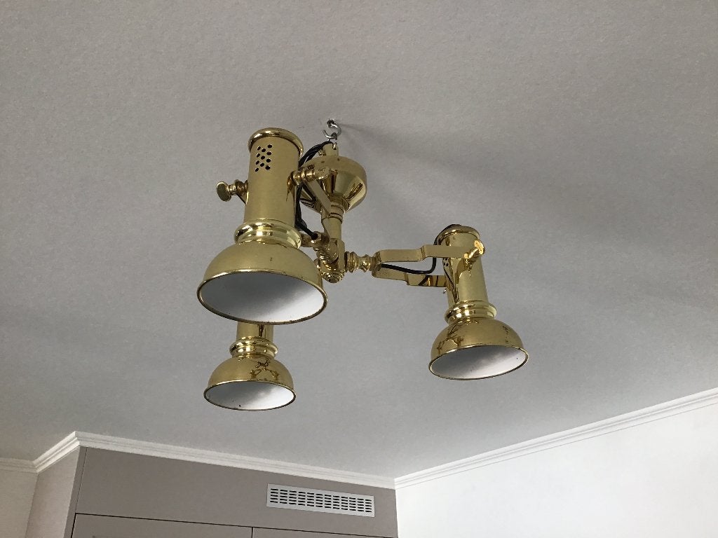vintage design messing plafondlamp, Enlèvement, Métal, Années 70, Plafonnier