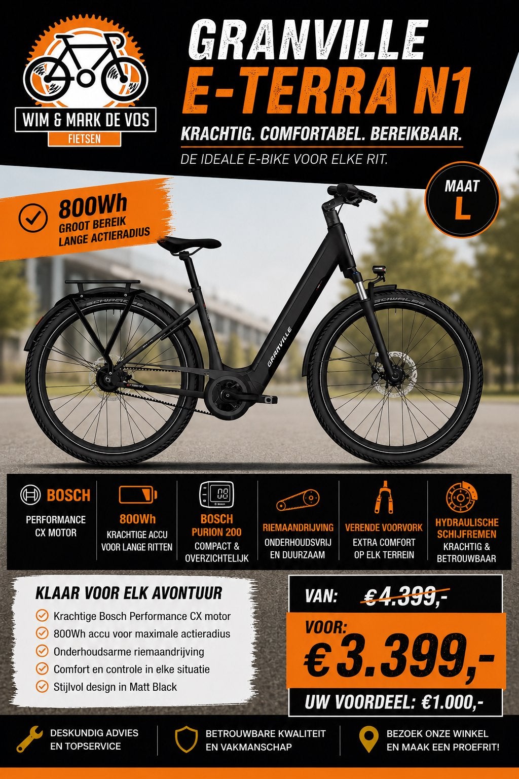 Nieuwe Granville E-Terra N1 – Premium Elektrische, Fietsen en Brommers, Ophalen, Zo goed als nieuw
