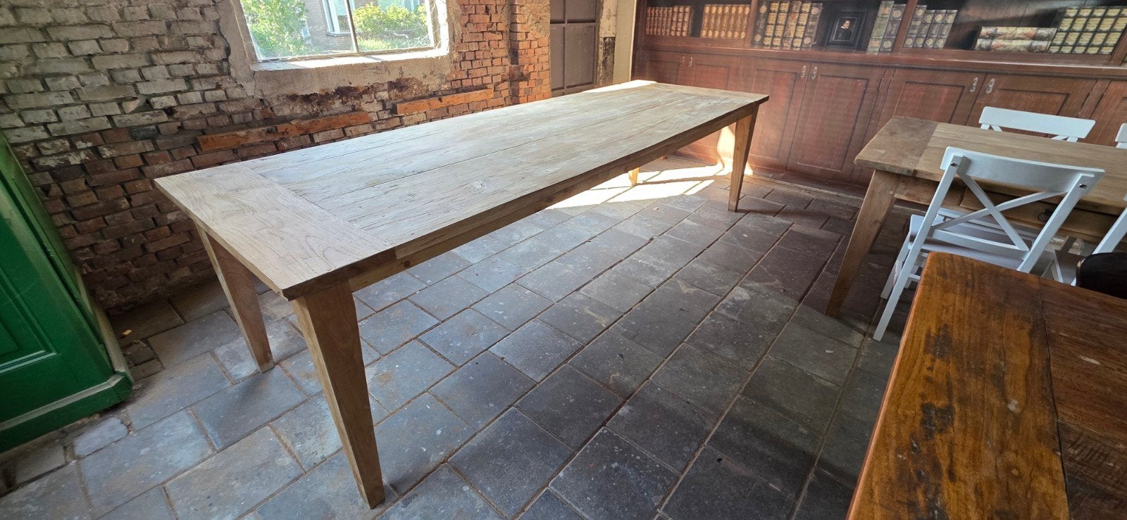 295 cm lange boerentafel mooi karaktervol blad, Antiek en Kunst, Ophalen of Verzenden