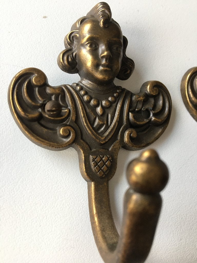 Koperen kapstokhaken engelen 3 stuks, Antiek en Kunst, Ophalen of Verzenden, Koper