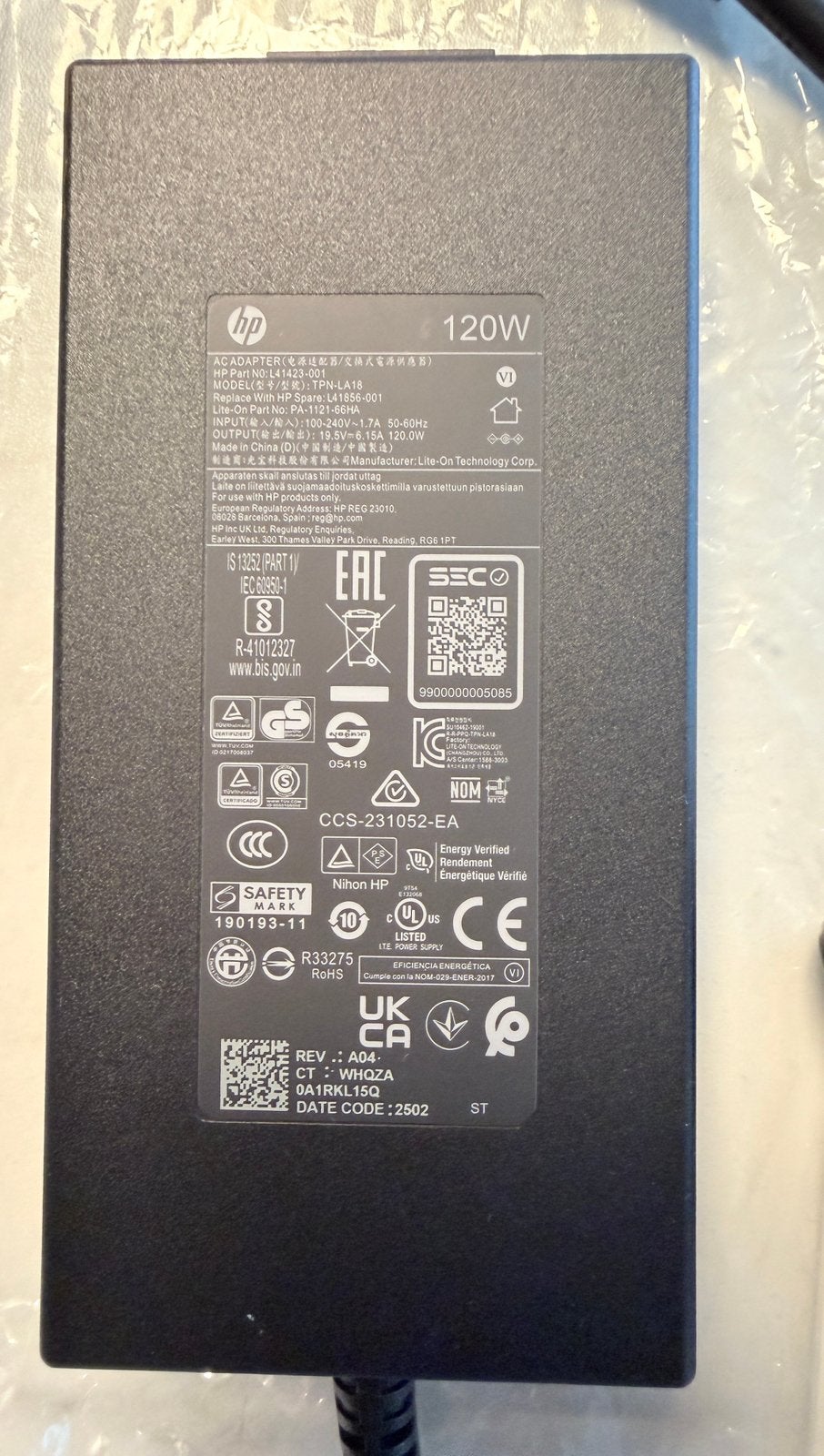 nieuwe HP 120W oplader voor laptop of dockingstation, Computers en Software, Ophalen of Verzenden, Zo goed als nieuw