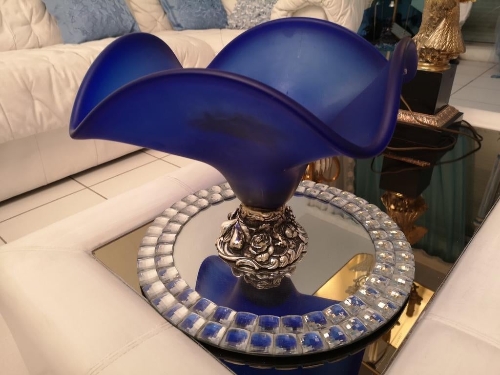 Vase en cristal de la collection Robean avec son pied en arg, Cristal