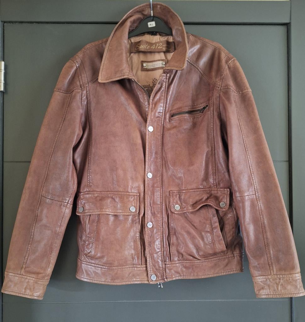 lederen herenjas, Kleding | Heren, Ophalen of Verzenden, Zo goed als nieuw, Maat 48/50 (M), Bruin