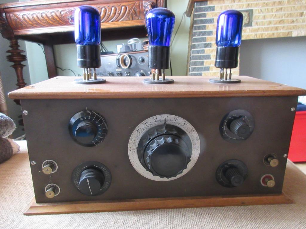 superbe radio tsf années 1920' 3 lampes bleues extérieures, Enlèvement, Utilisé, Radio