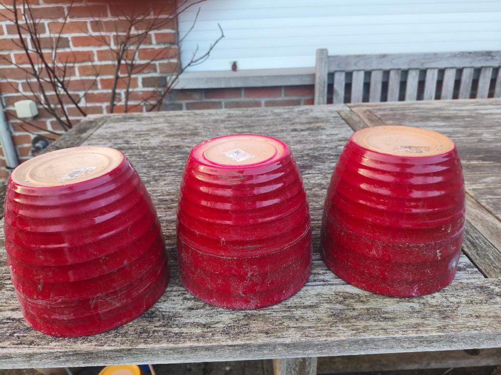 rode bloempotten 8, Tuin en Terras, Bloempotten, Overige materialen, Gebruikt, Rond, Ophalen of Verzenden