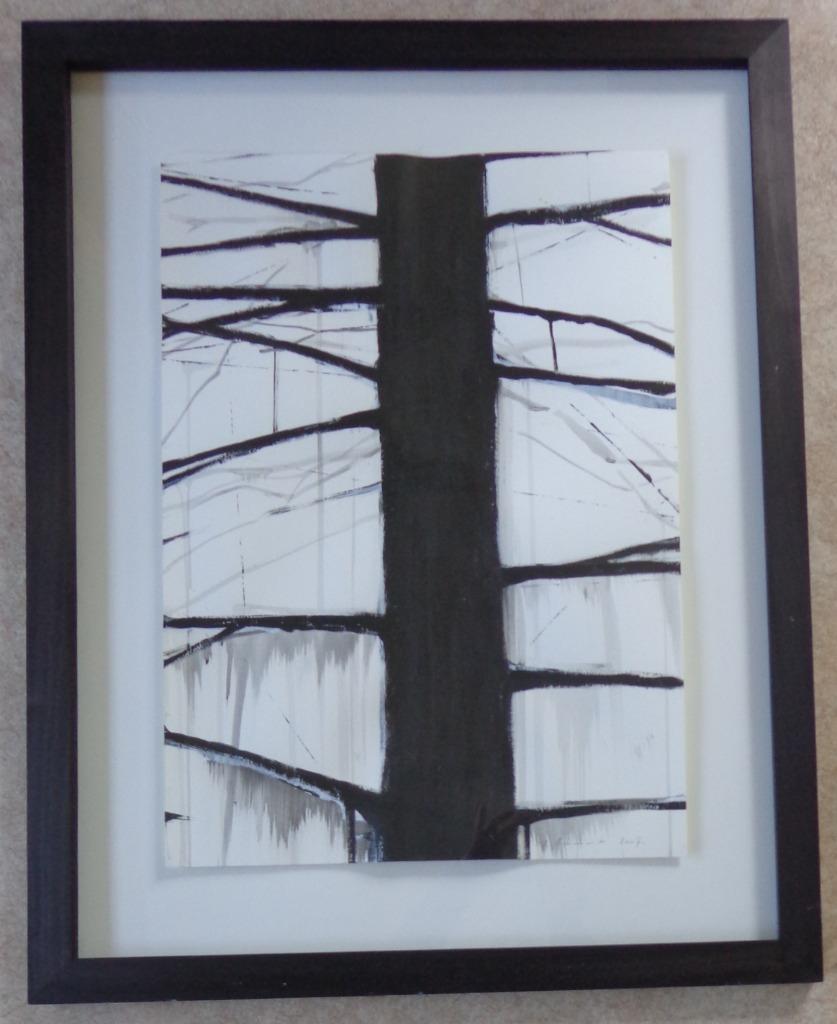 YVES BEAUMONT / TREE / ACRYL VERF / 95x75cm / KADER / SIG, Ophalen, Glas, Gesigneerd, Acrylverf