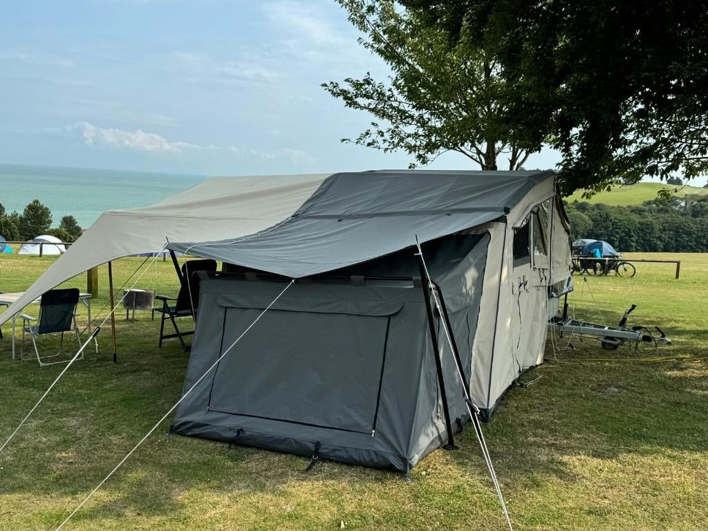 Campooz Lazy Jack, Caravans en Kamperen, Vouwwagens, Ophalen, Beige, Aanwezig, Campooz