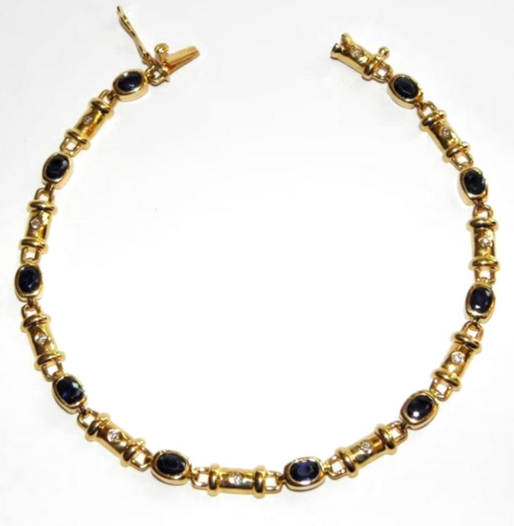 Bracelet en or 18 carats avec saphirs et diamants, Enlèvement ou Envoi, Or, Comme neuf, Or