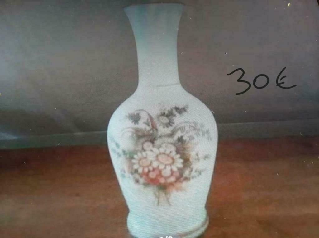 Opaline vaas, gedecoreerd met bloemen, uitstekende staat, Ophalen of Verzenden